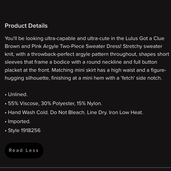 Got a Clue Brown and Pink Argyle Two Piece Sweater Dress size M - Picture 7 of 7